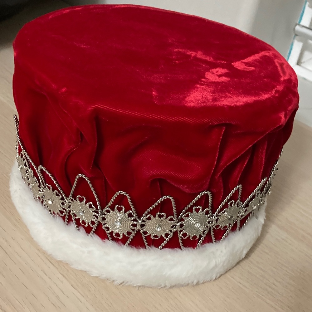 Red Velvet Crown with Silver Accents, Prom King, Royalty, Costume